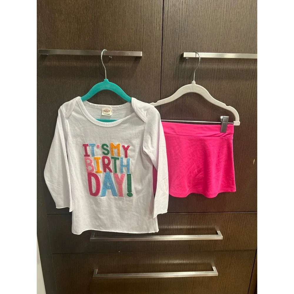 Birthday shirt long sleeve and matching skirt‎ size 4-5